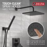 Delta Modern 14 Series Square Rain Shower System Faucet Set, Rainfall Matte Black Shower Head and Handle Set, Valve Trim Kit, 10 Inch, Matte Black 342701-BL - Image 6