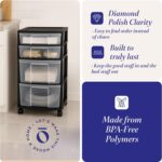 HOMZ Drawer Tower, 4-Tier Clear Plastic Storage Organizer Cart, Black Frame - Multi-Purpose Rolling Drawers with Wheels for Bedroom, Bathroom, and Office Organization - Image 6