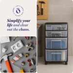 HOMZ Drawer Tower, 4-Tier Clear Plastic Storage Organizer Cart, Black Frame - Multi-Purpose Rolling Drawers with Wheels for Bedroom, Bathroom, and Office Organization - Image 8