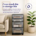 HOMZ Drawer Tower, 4-Tier Clear Plastic Storage Organizer Cart, Black Frame - Multi-Purpose Rolling Drawers with Wheels for Bedroom, Bathroom, and Office Organization - Image 9