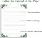 Stationery Lined Paper, Letter Size Unpunched Ruled Filler Paper, 100Sheets/200Pages Loose-Leaf Line, 100gsm, 8.5'' x 11'', Leaf - Image 3