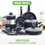GreenLife 16 Piece Nonstick Cookware Set, Soft Grip Non-Toxic PFAS-Free Ceramic Pots & Pans, Dishwasher & Oven Safe, Frying, Sauce, Saute, Utensils, Glass Lids, Stay-Cool Handles, Wobble Free, Black - Image 6