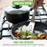 GreenLife 16 Piece Nonstick Cookware Set, Soft Grip Non-Toxic PFAS-Free Ceramic Pots & Pans, Dishwasher & Oven Safe, Frying, Sauce, Saute, Utensils, Glass Lids, Stay-Cool Handles, Wobble Free, Black - Image 10