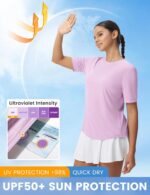 baleaf Women's Workout Tops Short Sleeve Mesh Back Quick Dry Breathable UPF 50+ Athletic Shirts for Running Gym Hiking Tee - Image 5