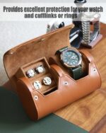 PU Leather Watch & Cufflink Travel Case Combo, Small Watch & Cufflink Ring Organizer, Portable Storage Box For Men Gift - Image 3