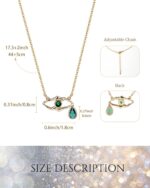 Emerald Green Eye Necklace 14K Gold Plated Teardrop Eye Pendant Necklaces for Women Adjustable Chain Green Crystal Protection Jewelry Gift - Image 4