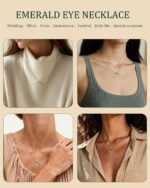 Emerald Green Eye Necklace 14K Gold Plated Teardrop Eye Pendant Necklaces for Women Adjustable Chain Green Crystal Protection Jewelry Gift - Image 7