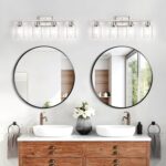 Unicozin 4-Light Bathroom Light Fixtures, Modern Vanity Lights with Clear Glass Shades, Brushed Nickel Bathroom Wall Lamp for Mirror Living Room Cabinet Bedroom - Image 3