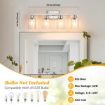 Unicozin 4-Light Bathroom Light Fixtures, Modern Vanity Lights with Clear Glass Shades, Brushed Nickel Bathroom Wall Lamp for Mirror Living Room Cabinet Bedroom - Image 4