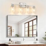 Unicozin 4-Light Bathroom Light Fixtures, Modern Vanity Lights with Clear Glass Shades, Brushed Nickel Bathroom Wall Lamp for Mirror Living Room Cabinet Bedroom - Image 8