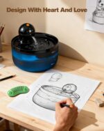 Cat Water Fountain Wireless Cordless: Cat Fountain for Drinking Battery Operated - 88oz/2.6L Black Pet Water Fountain Rechargeable - Quiet Cats Water Bowl Dispenser with Motion Sensor - Small Animals - Image 6