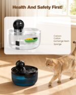 Cat Water Fountain Wireless Cordless: Cat Fountain for Drinking Battery Operated - 88oz/2.6L Black Pet Water Fountain Rechargeable - Quiet Cats Water Bowl Dispenser with Motion Sensor - Small Animals - Image 7