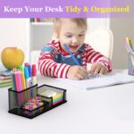SUPEASY Pen Holder Desk Organizer, Office Supplies Pencil Holder with 3 Compartments, Desk Accessories and Workspace Organizers for Home School, Black - Image 3