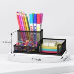 SUPEASY Pen Holder Desk Organizer, Office Supplies Pencil Holder with 3 Compartments, Desk Accessories and Workspace Organizers for Home School, Black - Image 4