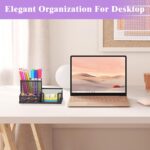 SUPEASY Pen Holder Desk Organizer, Office Supplies Pencil Holder with 3 Compartments, Desk Accessories and Workspace Organizers for Home School, Black - Image 6