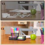 SUPEASY Pen Holder Desk Organizer, Office Supplies Pencil Holder with 3 Compartments, Desk Accessories and Workspace Organizers for Home School, Black - Image 7