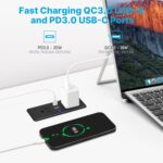 CCCEI Recessed Power Strip with Outlet and USB C Ports, Furniture Flush Mount Power Strip, Small Desk Hidden Outlet for Conference Table, Nightstand, Black, 6FT. - Image 4