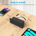 CCCEI Recessed Power Strip with Outlet and USB C Ports, Furniture Flush Mount Power Strip, Small Desk Hidden Outlet for Conference Table, Nightstand, Black, 6FT. - Image 6
