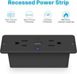 CCCEI Recessed Power Strip with Outlet and USB C Ports, Furniture Flush Mount Power Strip, Small Desk Hidden Outlet for Conference Table, Nightstand, Black, 6FT. - Image 8