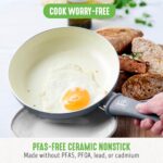 GreenLife 16 Piece Nonstick Cookware Set, Soft Grip Non-Toxic PFAS-Free Ceramic Pots & Pans, Dishwasher & Oven Safe, Frying, Sauce, Saute, Utensils, Glass Lids, Stay-Cool Handles, Wobble Free, Gray - Image 3