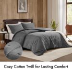 Woolrich Twin Comforter Set Cotton Stone Washed, Oversized Comforters Twin Size Bed, All Season Down Alternative Overfilled Twin Size Comforter, McKenzie, Twin/Twin XL Grey 2 Piece - Image 3