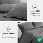 Woolrich Twin Comforter Set Cotton Stone Washed, Oversized Comforters Twin Size Bed, All Season Down Alternative Overfilled Twin Size Comforter, McKenzie, Twin/Twin XL Grey 2 Piece - Image 5
