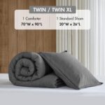 Woolrich Twin Comforter Set Cotton Stone Washed, Oversized Comforters Twin Size Bed, All Season Down Alternative Overfilled Twin Size Comforter, McKenzie, Twin/Twin XL Grey 2 Piece - Image 7