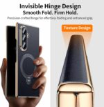 Magnetic for Samsung Galaxy Z Fold 6 Case Luxury Leather [Hinge Protection] Built-in [Screen Protector] [Fit for MagSafe] Zfold 6 Case with Kickstand & Ring Holder Black - Image 4