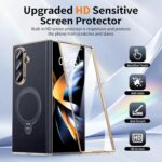 Magnetic for Samsung Galaxy Z Fold 6 Case Luxury Leather [Hinge Protection] Built-in [Screen Protector] [Fit for MagSafe] Zfold 6 Case with Kickstand & Ring Holder Black - Image 6