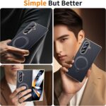 Magnetic for Samsung Galaxy Z Fold 6 Case Luxury Leather [Hinge Protection] Built-in [Screen Protector] [Fit for MagSafe] Zfold 6 Case with Kickstand & Ring Holder Black - Image 8