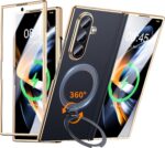 Magnetic for Samsung Galaxy Z Fold 6 Case Luxury Leather [Hinge Protection] Built-in [Screen Protector] [Fit for MagSafe] Zfold 6 Case with Kickstand & Ring Holder Black - Image 9