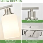 4-Light Vanity Light with Milky White Shades, Brushed Nickel Bathroom Lighting Fixtures Over Mirror, Modern Bathroom Wall Lamp for Mirror Living Room Cabinet Bedroom - Image 3