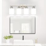 4-Light Vanity Light with Milky White Shades, Brushed Nickel Bathroom Lighting Fixtures Over Mirror, Modern Bathroom Wall Lamp for Mirror Living Room Cabinet Bedroom - Image 8