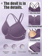 WANAYOU Sports Bras for Women, Strappy Cross Back Sports Bra Padded Medium Support Workout Bras for Athletic Yoga Gym 3 Pack - Image 6