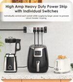 CCCEI 3 Outlet Heavy Duty Surge Protector Power Strip 20 Amp Individual Switches. 12 Gauge Extension Cord, Overload, Ground Protection. Garage Wall Mount Electric Extender, 6FT, Silver. - Image 4