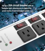 CCCEI 3 Outlet Heavy Duty Surge Protector Power Strip 20 Amp Individual Switches. 12 Gauge Extension Cord, Overload, Ground Protection. Garage Wall Mount Electric Extender, 6FT, Silver. - Image 5