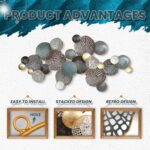 ZZYYZZ Large Metal Wall Decor, Boho Lotus Leaf Metal Wall Decoration, 3D Stacked Flower Wall Art Décor, Nautical Coastal Outdoor Wall Decor, for Living Room Bedroom Dining Room, 52.5" x 26.5" - Image 5