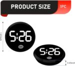 Digital Dashboard Car Clock, Alloy Touch Activated Round Digital Display Clock, Self-Adhesive LED Illuminated Time Display Interior Decoration, Universal for Vehicles, Desks (White) - Image 3