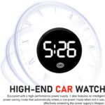 Digital Dashboard Car Clock, Alloy Touch Activated Round Digital Display Clock, Self-Adhesive LED Illuminated Time Display Interior Decoration, Universal for Vehicles, Desks (White) - Image 6
