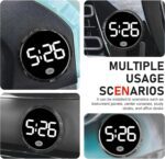 Digital Dashboard Car Clock, Alloy Touch Activated Round Digital Display Clock, Self-Adhesive LED Illuminated Time Display Interior Decoration, Universal for Vehicles, Desks (White) - Image 8