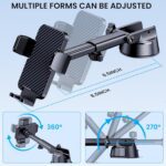 Phone Holders for Your Car [Military Grade Suction Ultra Strong Base] Cell Phone Car Holder 3 in 1 Dashboard/Windshield/Air Vent Hands-Free for iPhone Android - Image 4