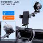 Phone Holders for Your Car [Military Grade Suction Ultra Strong Base] Cell Phone Car Holder 3 in 1 Dashboard/Windshield/Air Vent Hands-Free for iPhone Android - Image 7
