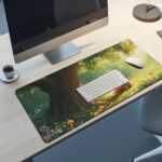 Cute Fox Mouse Pad, Large Extended Desk Mat 40×90cm (16''×36'')， Forest Animal Gaming Mousepad with Non-Slip Rubber Base, Stitched Edges, Water-Resistant for Office Home - Image 6
