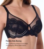HACI Full Coverage Floral Lace Bra Underwire Plus Size Mesh Sheer See Through Unlined for Heavy Breast Everyday - Image 4