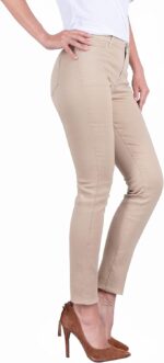 Women's Super Stretch Flexible Fit 5 Pocket Mid Rise Bermuda Pants - Image 4
