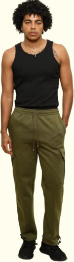 G-Style USA Men's Solid Fleece Heavyweight Cargo Pants - Image 6