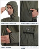 Wulibike Mens Windbreaker Jackets Lightweight men's cycling jacket with Hood Unisex Packable Golf Running Wind Breaker Jacket - Image 6