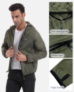 Wulibike Mens Windbreaker Jackets Lightweight men's cycling jacket with Hood Unisex Packable Golf Running Wind Breaker Jacket - Image 7