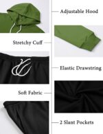 LecGee Men's Tracksuit 2 Piece Athletic Color Block Hoodie and Sweatpants Casual Sweatshirt Joggers Sweatpants Set for Men - Image 7