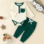 Newborn Baby Boy Clothes Toddler Ribbed Knit Cotton Long Sleeve Romper Long Pant Preemie Solid Color Outfits - Image 3